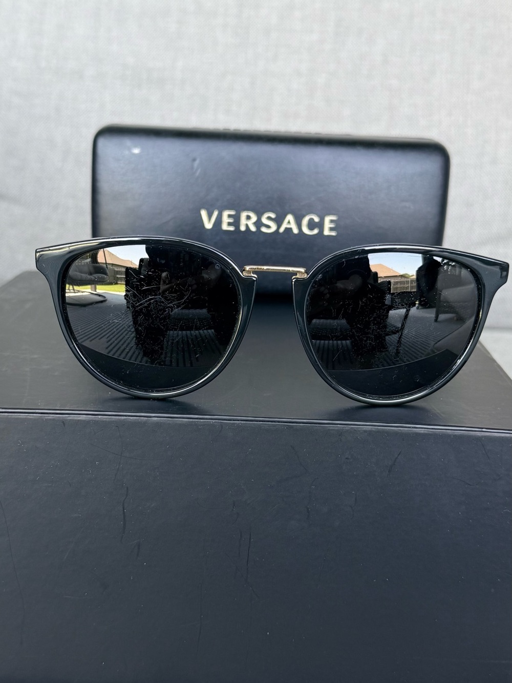 Versace Black Sunglasses with Gold Accent